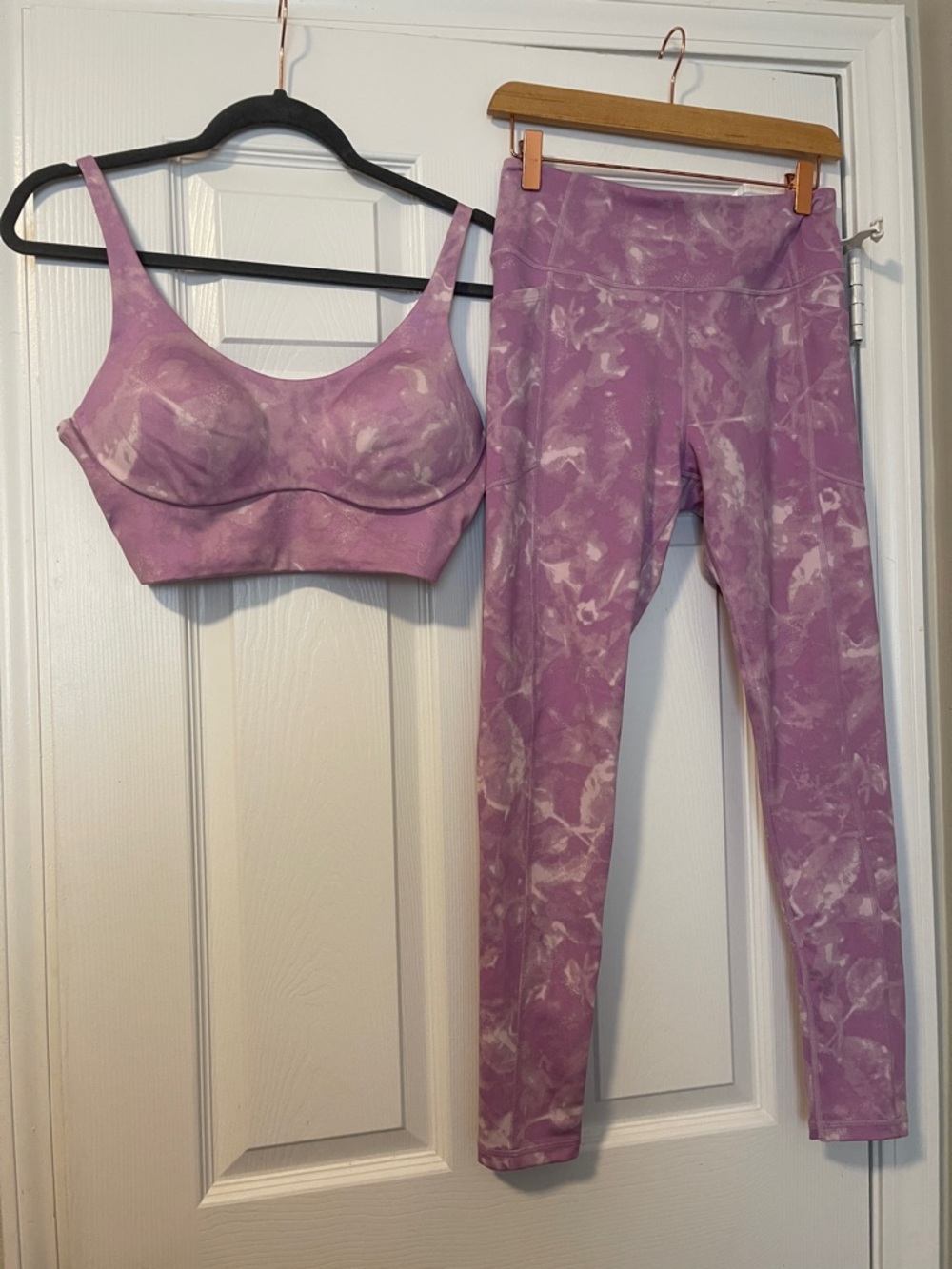 Lavender Tie-Dye Sports Bra and Legging Set
